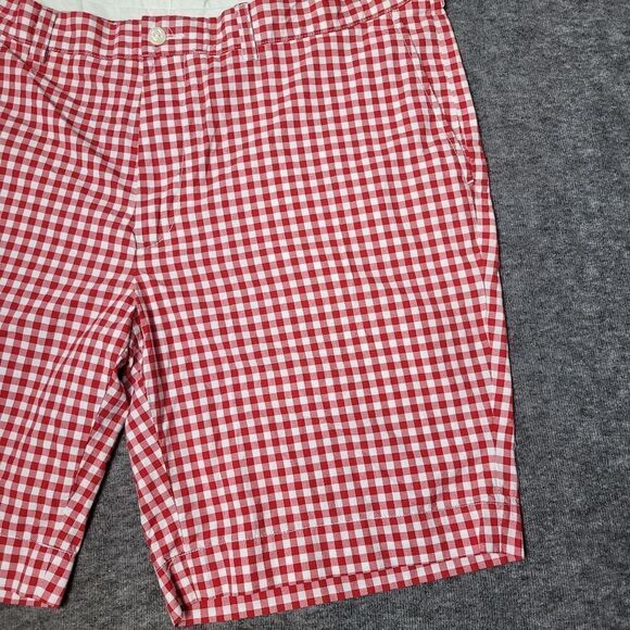 Vtg Polo Ralph Lauren Shorts Men 40 Red Suffield Gingham Check Flat Front Chino - Picture 8 of 9